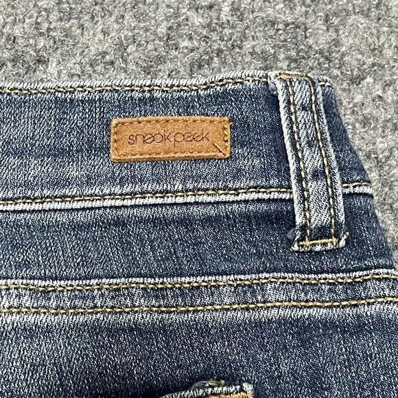 Sneak Peek Womens Distressed Sexy Boyfriend Jeans Size 13 Med Wash Cotton Blend - Picture 7 of 8